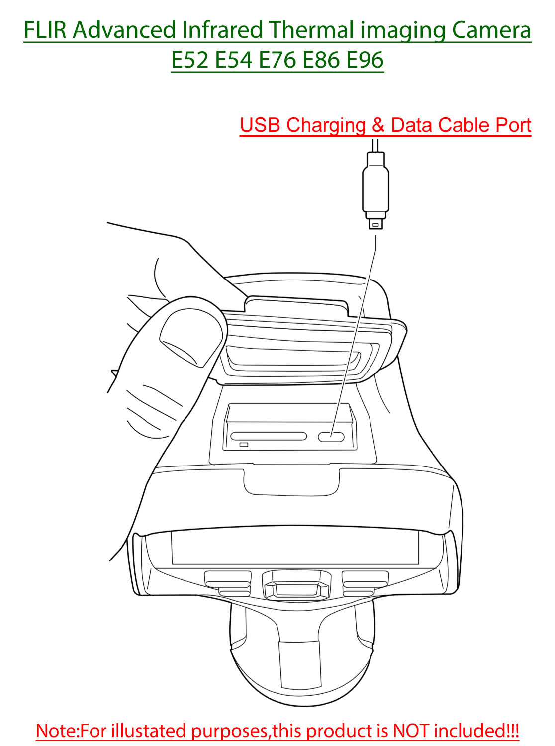 USB Charging & Data Cable Cord Lead for FLIR E52 E54 E76 E86 E96 Advanced Infrared Thermal imaging Camera